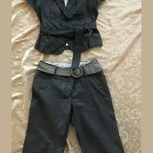 2 PC Pant Suit Cropped Capri